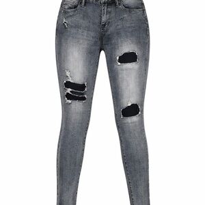 Kylie High Rise Curvy Skinny Jeans Distressed Raw Hem Size 12